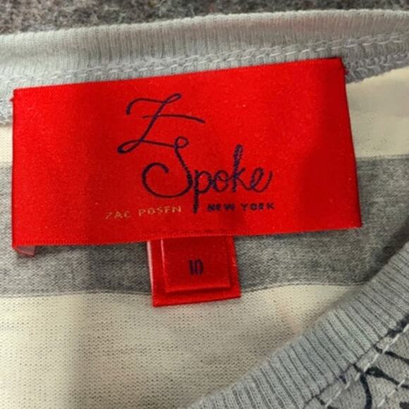 Zac Posen Dress Size 10 Z Spoke Mini Long Sleeve Gray Pleated Stripes - Picture 3 of 6